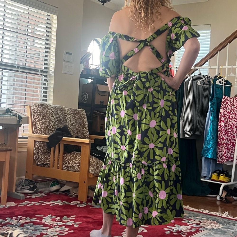 Floral Off-Shoulder Green Dress New, never worn